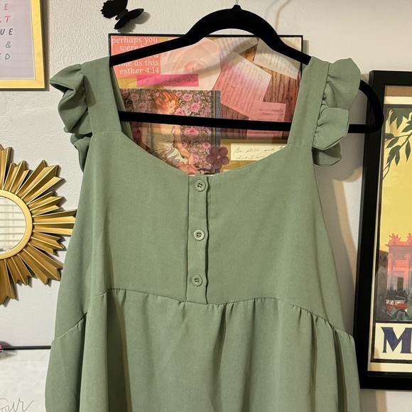 Sage Babydoll Tank Top Blouse - Picture 3 of 3